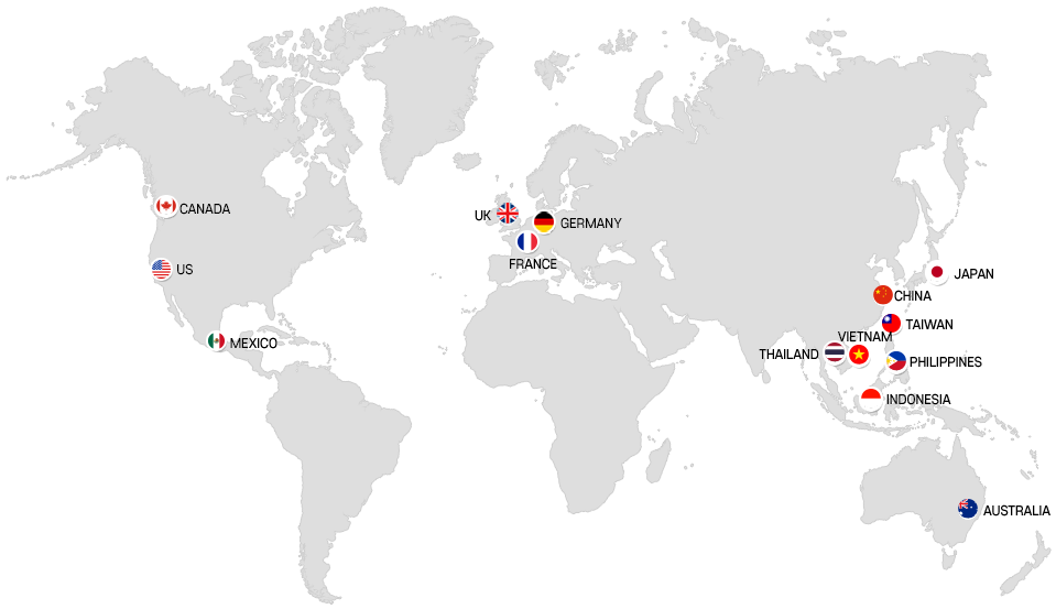 Export contracts in progress with Taiwan, Philippines, Thailand, Vietnam, Australia, UK, Canada, China, Japan, Indonesia, US, Germany, France